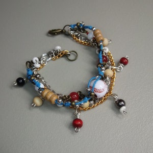 Multicolored Beaded Baseball Charm Adjustable Multi-Strand Bracelet image 8