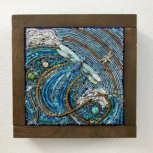 Dragonfly Beaded Mosaic Art Your One Wild Life Tabletop Art or Wall Hanging