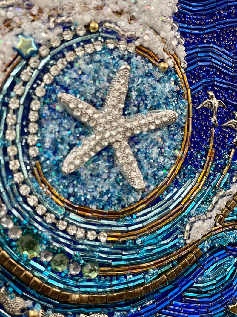 StarSwept ll Beaded Mixed Media Mosaic Wall Art Framed image 4