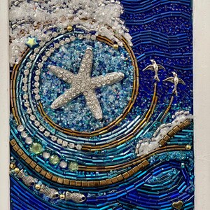 StarSwept ll Beaded Mixed Media Mosaic Wall Art Framed image 2