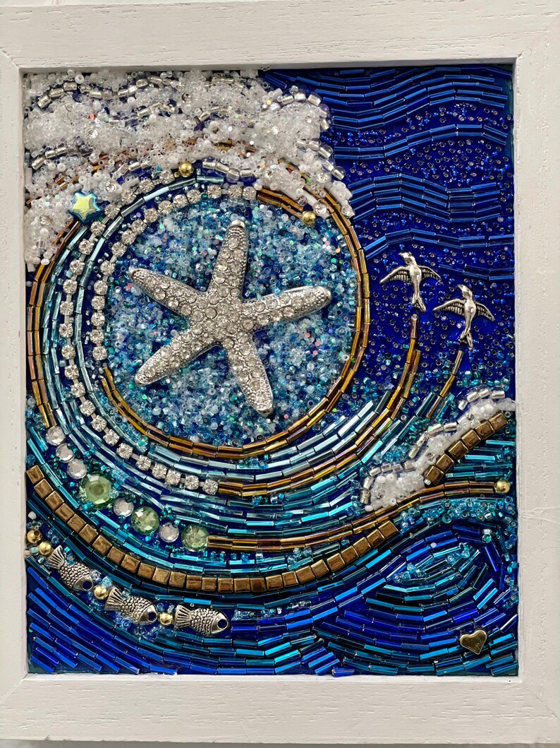 StarSwept ll Beaded Mixed Media Mosaic Wall Art Framed image 2