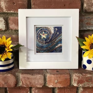 StarSwept Fine Art Print Framed 5x5 inch beaded mosaic art, wall art, framed prints, Diana Maus original art image 3