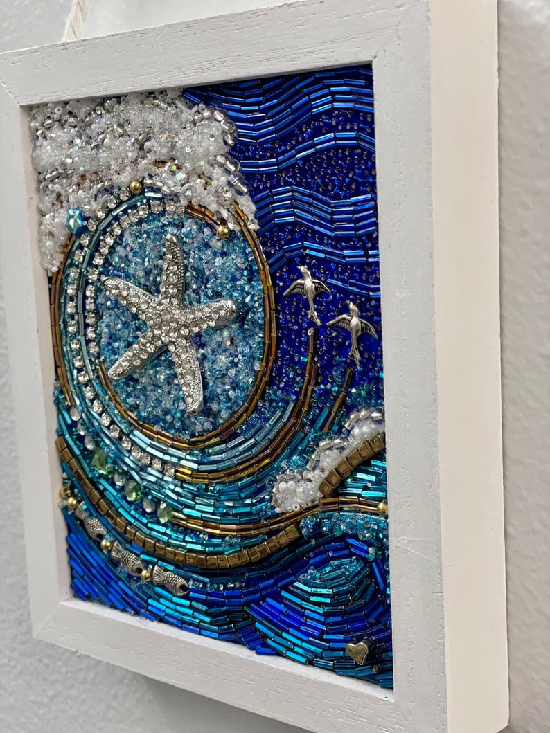 StarSwept ll Beaded Mixed Media Mosaic Wall Art Framed image 5