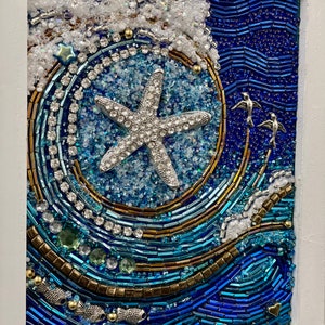 StarSwept ll Beaded Mixed Media Mosaic Wall Art Framed image 6