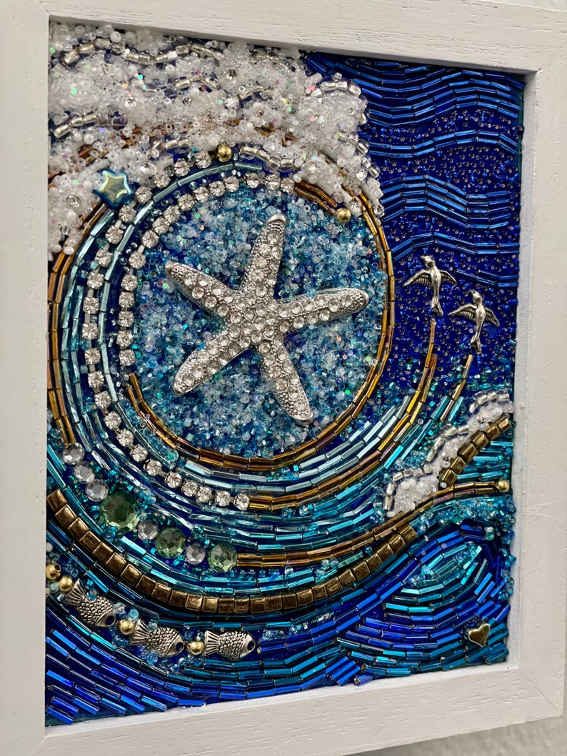 StarSwept ll Beaded Mixed Media Mosaic Wall Art Framed image 6