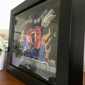 Hearts Live By Being Wounded Beaded Mosaic Art Shadowbox Free standing Art image 4