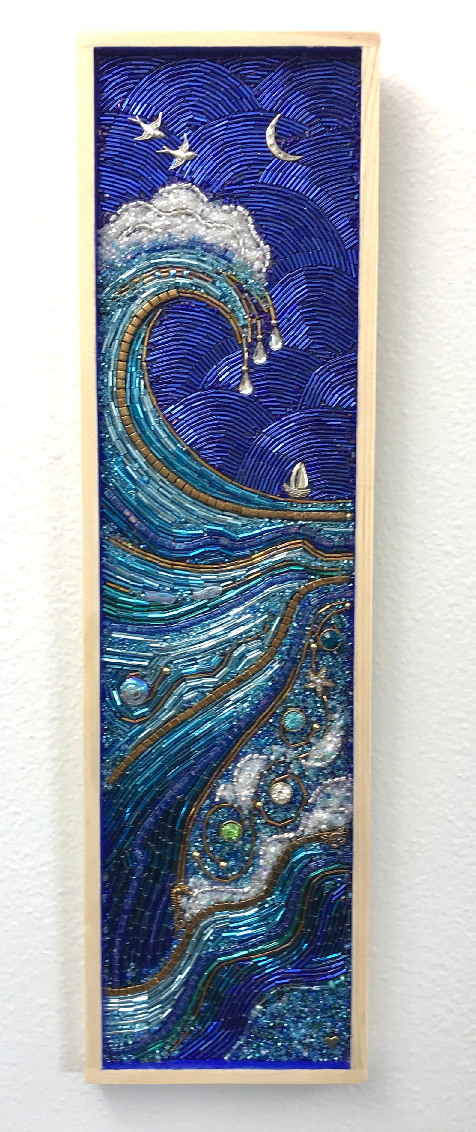 Mother Sea Beaded Mosaic Art Ocean Wave Wall Hanging Etsy