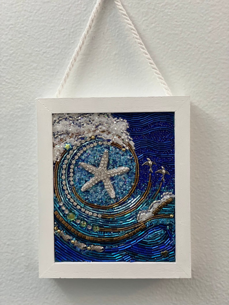 StarSwept ll Beaded Mixed Media Mosaic Wall Art Framed image 3