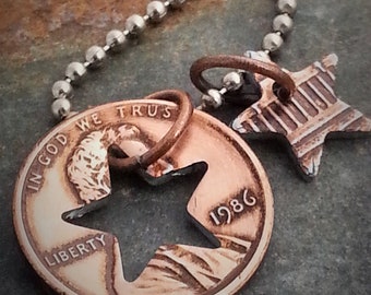 40th Birthday 1986 Penny Star Necklace 40th Anniversary 40th Birthday Gift Coin Jewelry made from a 1986 Penny Gift for Him or Her