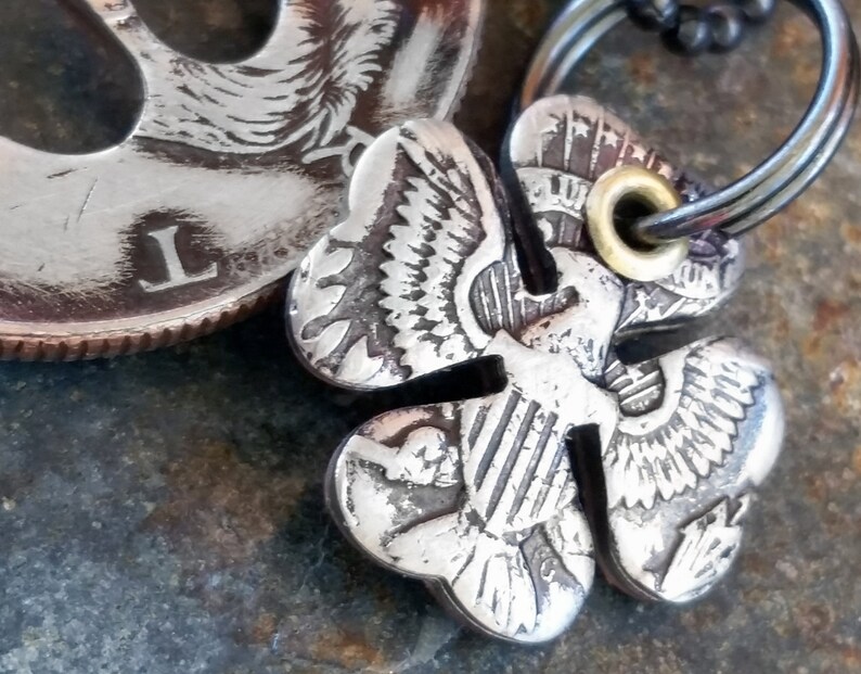54th Birthday 1967 Silver Four Leaf Clover Keychain 54th Anniversary St Patrick/'s Day Gift Coin Jewelry made from a 1967 Kennedy Half Dollar