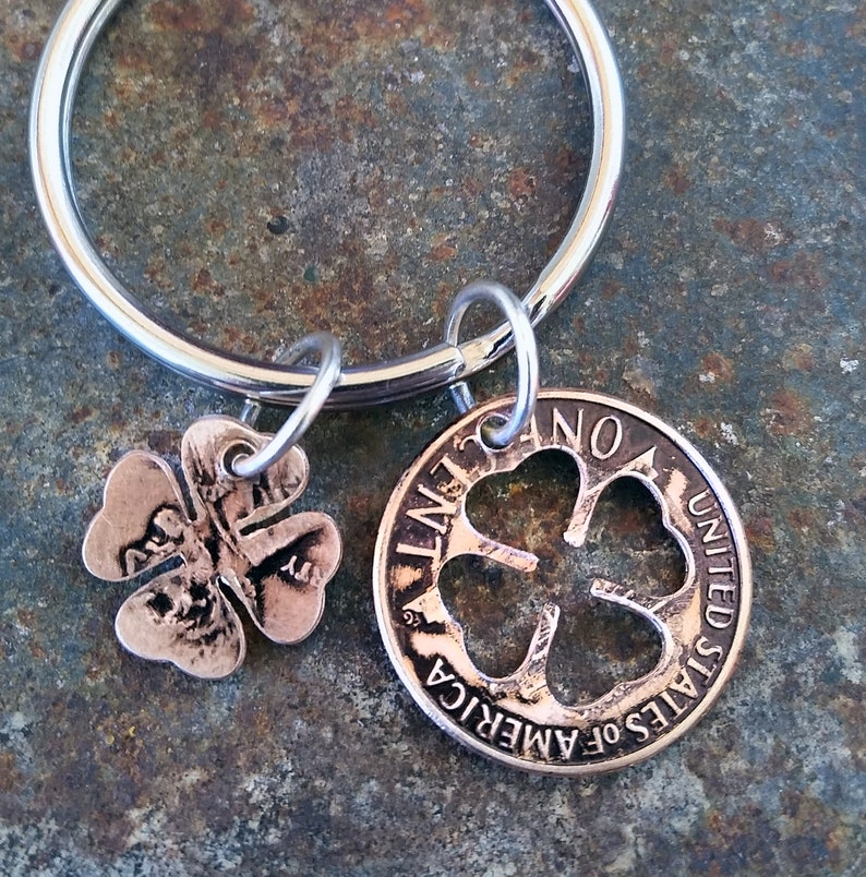 Lucky Penny Four Leaf Clover Keychain Chris Stapleton Starting over Song Customized Birthday Anniversary St. Patricks Gift made from a penny image 2