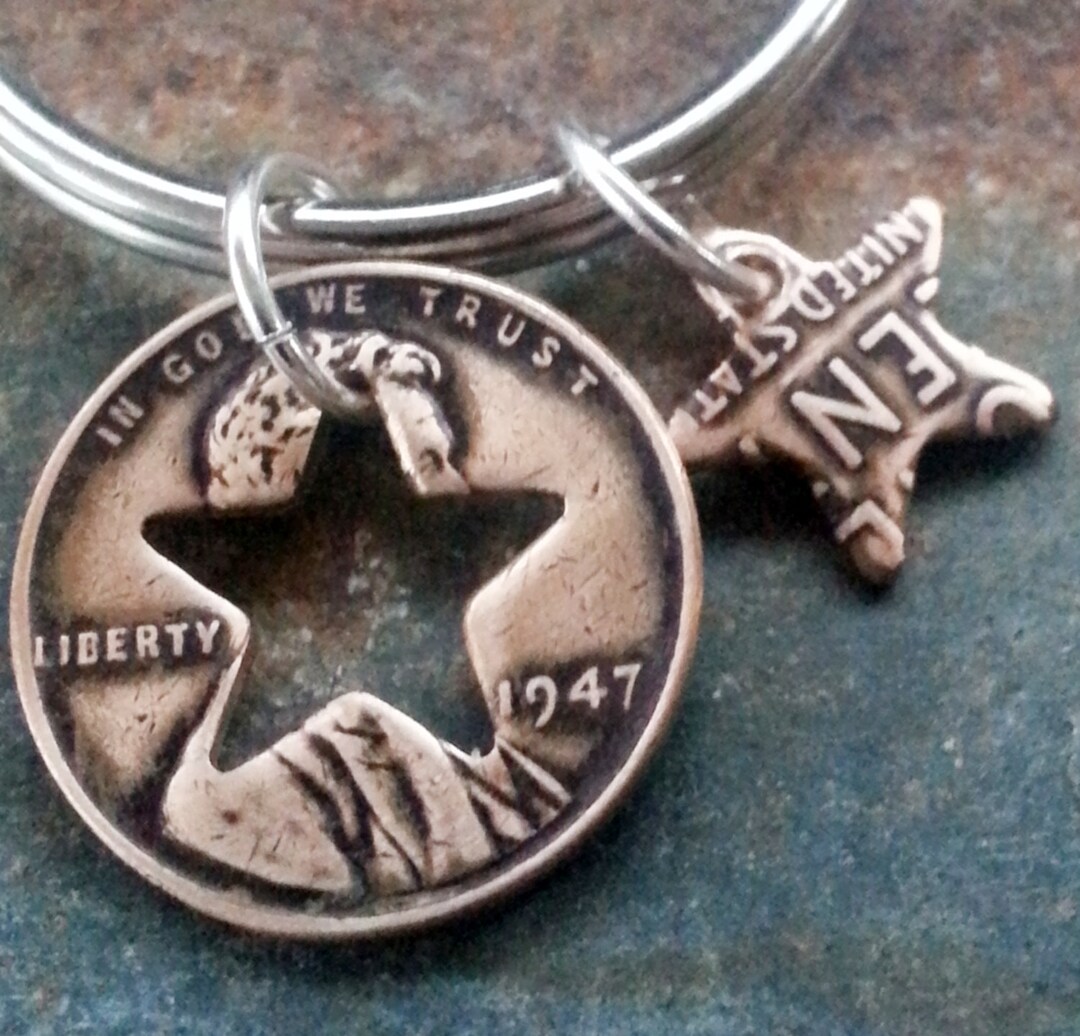 78th Birthday 1947 Penny Star Key Chain 78th Birthday Gift 78th ...
