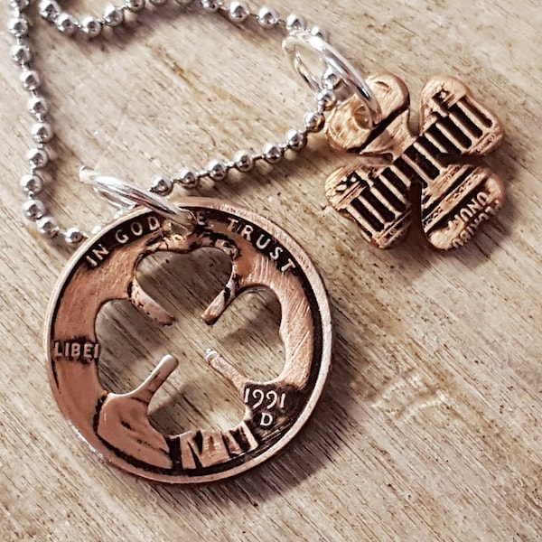 Lucky Penny Four Leaf Clover Necklace Chris Stapleton Starting Over Song Valentine's Day Gift for Her or Him Coin Jewelry made from a Penny