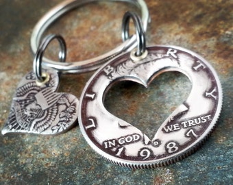 1987 39th Birthday Heart Key Chain 39th Anniversary 39th Birthday Gift Coin Jewelry made from a 1987 Half Dollar Gift for Him or Her