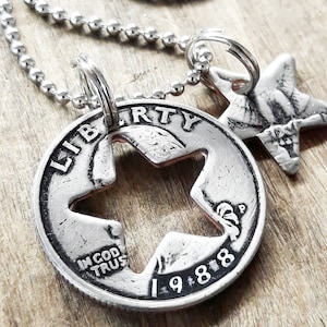 37th Birthday 1988 Star Necklace 37th Birthday Gift 37th Anniversary Coin Jewelry made from a 1988 U.S. Quarter