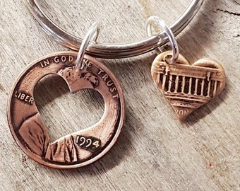 1994 30th Birthday Penny Heart Keychain 30th Anniversary 30th Birthday Gift Coin Jewelry made from a 1994 Penny