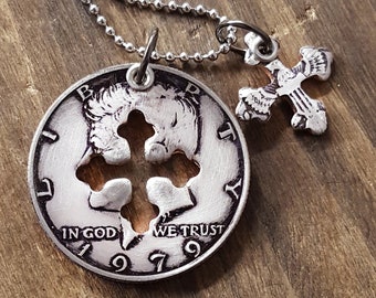 1979 47th Birthday Cross Half Dollar Necklace 47th Anniversary 47th Birthday Gift Coin Jewelry made from a 1979 Half Dollar