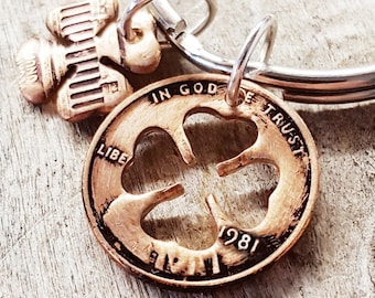 Lucky Penny Four Leaf Clover Keychain Chris Stapleton Starting over Song Customized Birthday Anniversary St. Patricks Gift made from a penny