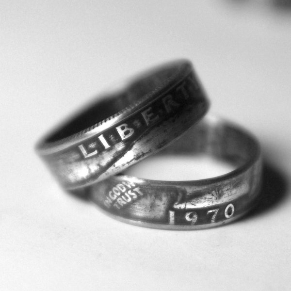 54th -1970 Coin Ring 54th Birthday Gift 54th Anniversary Gift Man Ring Coin Jewelry made from a 1970 Quarter Gift for Him or Her