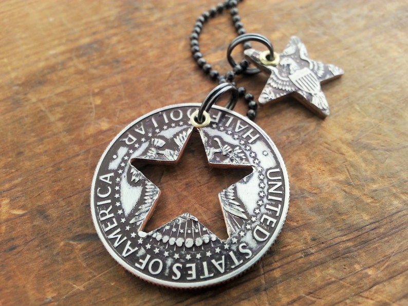 1971 50th Birthday 50th Anniversary Star Necklace made from a 1971 Kennedy Half Dollar 50th Birthday Gift for Men or Women