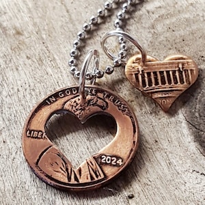 2024 Lucky Penny Heart Necklace Birthday Anniversary Gift Best Friend Gift Coin Jewelry made from a 2024 Penny Gift for Him or Her