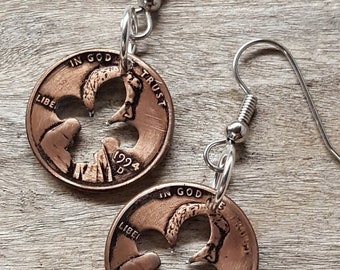 30th Birthday Gift 1994 Penny Fleur de lis Earrings 30th Anniversary 30th Birthday Gift for Her Coin Jewelry made from a 1994 Penny