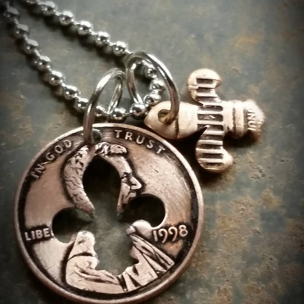 26th 1998 Birthday Penny Fleur de lis Necklace 26th Anniversary 26th Birthday Gift Coin Jewelry made from a 1998 Penny +