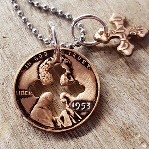 72nd Birthday 1953 Penny Cross Necklace 72nd Anniversary 72nd Birthday Gift Cross Coin Jewelry made from a 1953 Penny Gift for Woman