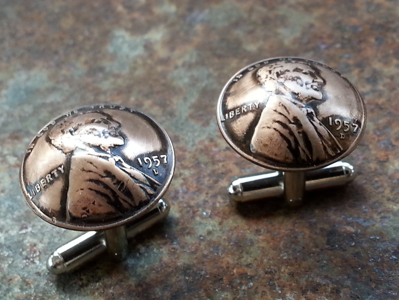 62nd Birthday 1957 Penny Cuff Links 62nd Anniversary Gift Fathers Day Groomsmen Gift 62nd Coin Jewelry made from a 1957 Penny Gift for Men