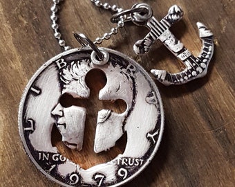 1979 47th Birthday Customized Anchor Half Dollar Necklace 47th Anniversary 47th Birthday Gift Coin Jewelry made from a 1979 Half Dollar