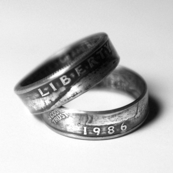 38th -1986 Coin Ring 38th Birthday Gift 38th Anniversary Gift Wedding Band Engagement Coin Jewelry Made From A 1986 Quarter