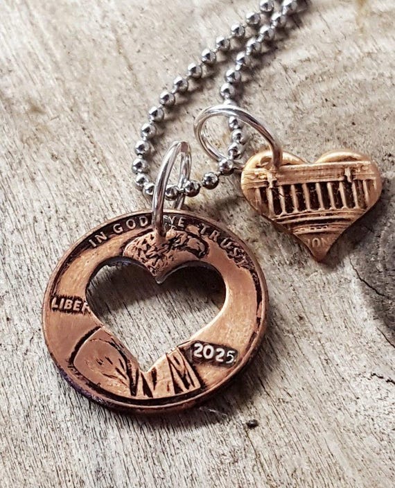 2025 Lucky Penny Heart Necklace Birthday Anniversary Gift Best Friend Gift Coin Jewelry made from a 2025 Penny Gift for Him or Her