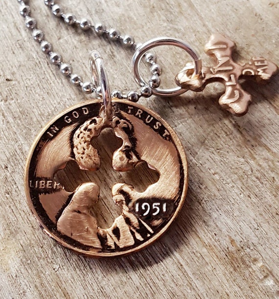 71st Birthday 1951 Penny Cross Necklace 