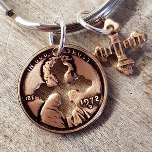 53rd Birthday 1972 Penny Cross Keychain 53rd Birthday Gift 53rd Anniversary Coin Jewelry made from a 1972 Penny Gift for Women