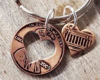 2005 21st Birthday Penny Heart Keychain 21st Anniversary 21st Birthday Gift for Her Coin Jewelry made from a 2005 Penny