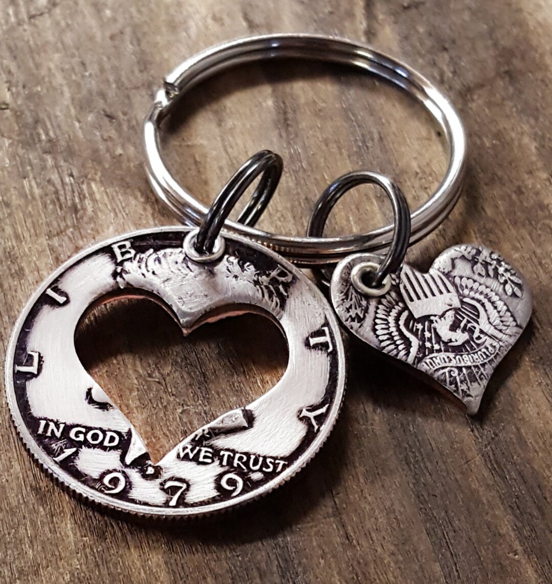 Valentine's Day Gift Personalized Heart Shaped Keychain Made From a US ...