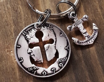 1979 47th Birthday Anchor Half Dollar Key Chain 47th Anniversary 47th Birthday Gift Custom Coin Jewelry made from a 1979 Half Dollar for Him