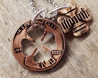 Lucky Penny Four Leaf Clover 2022 Necklace Chris Stapleton Starting Over Song Birthday Anniversary Gift Coin Jewelry made from a 2022 Penny