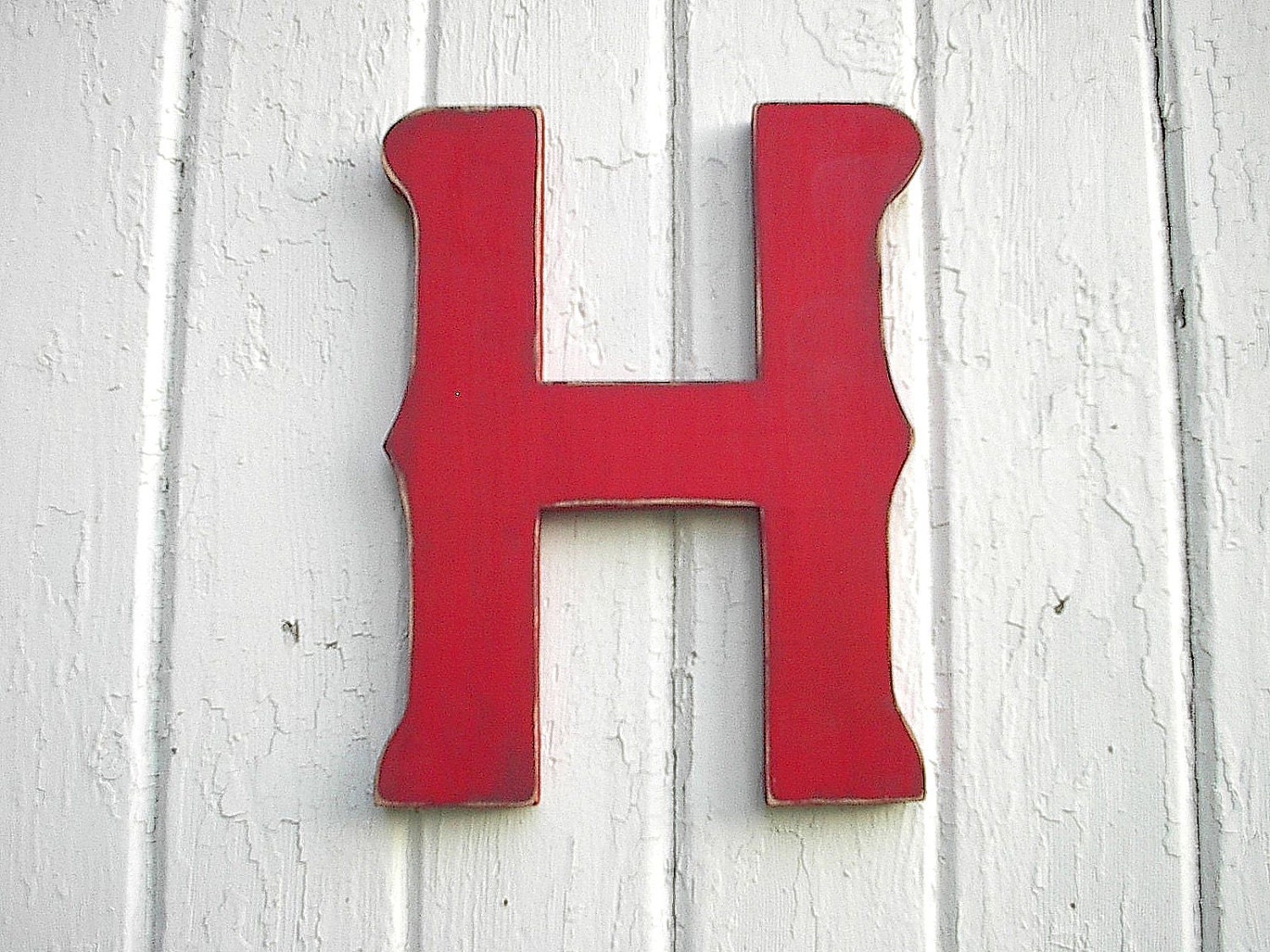 H Alphabet Wooden Letter sign 12 inch Red Shabby chic sign Etsy