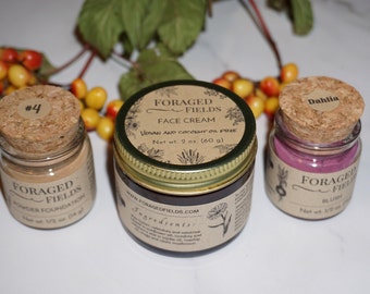 Natural Skincare Routine Set: Face Cream, Powder, Blush - Zero Waste