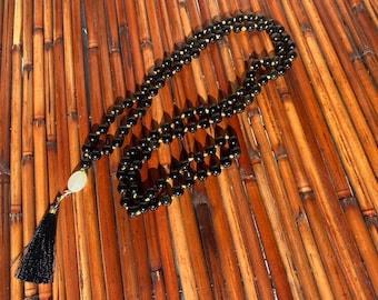 Black Obsidian and Sheen Obsidian  Mala Prayer Beads, for chanting and praying. Spiritual Gifts, Self Help