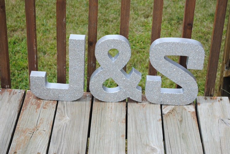 Wedding Reception Decor Decorative Silver Glitter 12 Stand Up Wall Letters Photo Prop Birthday Decoration Engagement