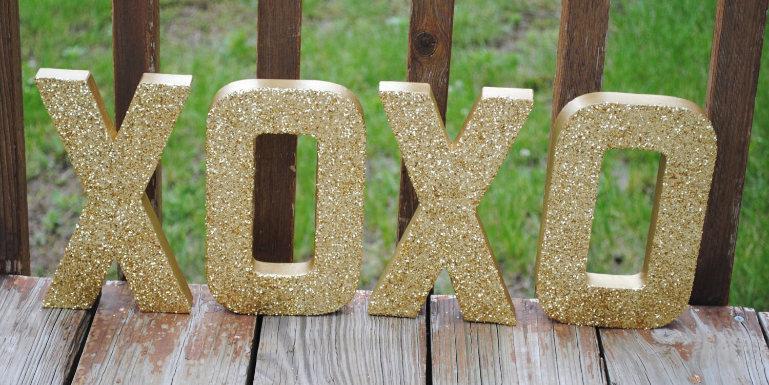 8 Gold XOXO Glitter Stand Up Letters Wedding Decor Etsy