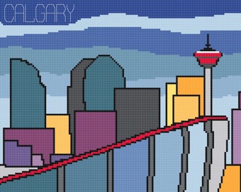 Colorful Calgary: Abstract Impressionist Cross Stitch Pattern