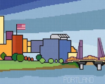Picturesque Portland: Abstract Impressions Cross Stitch Pattern