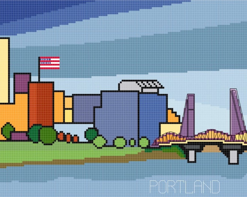 Picturesque Portland: Abstract Impressions Cross Stitch Pattern image 1