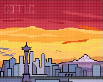 Scenic Seattle, Washington, USA: Abstract Impressions Cross Stitch Pattern