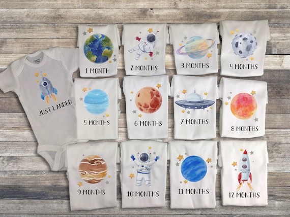 Buy Milestone Onesies, Outer Space Onesie, Monthly Onesies, 12