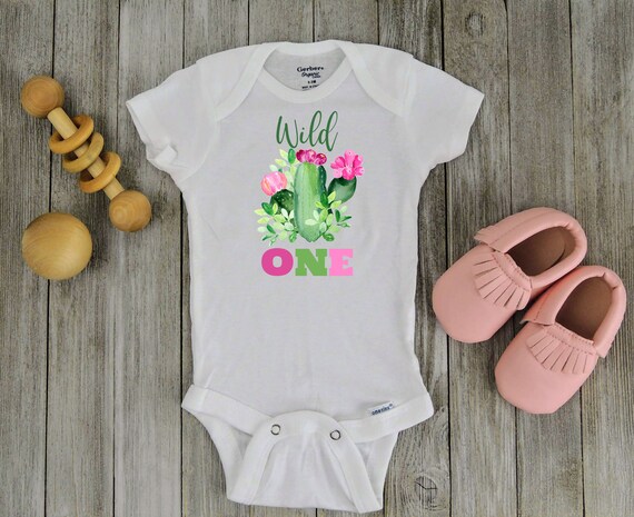 Wild One Cactus Onesie, Cute Baby Onesie, Cactus First Birthday