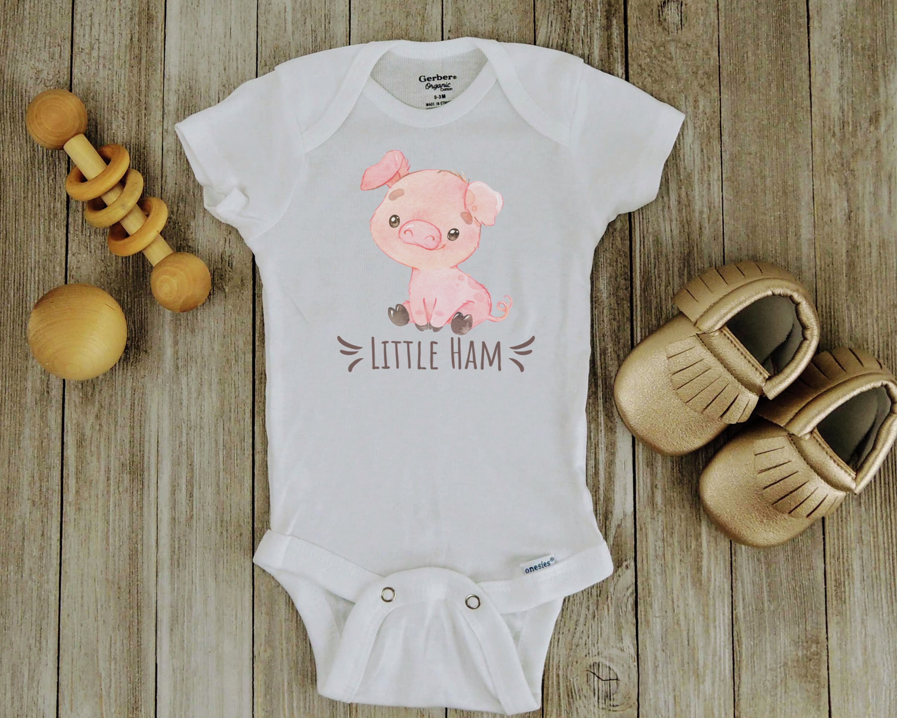 Pig Onesie Little Ham Super Soft Bodysuit Baby Pork Outfit Sublimated Design Bacon